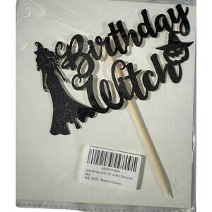 NWT Birthday Witch Halloween Glitter Cake Topper Decoration